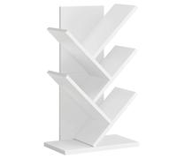 VASAGLE Libreria a Forma di Albero, Libreria a 5 Ripiani, Salvaspazio, Libreria Verticale, per Camera da Letto, Soggiorno, Studio, Ufficio, Bianco Crema/Marrone Rustico