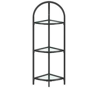 VASAGLE Libreria Angolare a 3 Livelli, Scaffale Porta Piante, Scaffale da Bagno, Vetro Temperato, Struttura in Acciaio, Stile Moderno, per Soggiorno, Cucina, Nero Classico LGT811B61