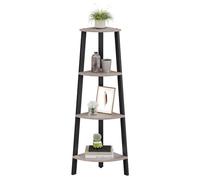 VASAGLE Libreria Angolare a 4 Ripiani, Scaffale ad Angolo, Acciaio, Robustezza, Stile Industriale, Angoliera per Soggiorno, Porta Piante da Interno, Greige e Nero LLS034M01