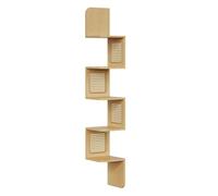 VASAGLE Libreria Angolare, Mensola Angolare da Muro a 5 Ripiani, Portante di 25 kg, Lati in Rattan PVC, Scaffale Compatto, Cucina Camera da Letto Soggiorno, Stile Boho, Beige Rovere LLS582Y57