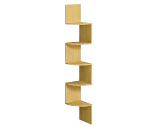 VASAGLE Libreria Angolare, Mensola Angolare da Muro, Scaffale da Parete a 5 Ripiani, 126 x 20 cm, in Camera da Letto Soggiorno Bagno Studio, Porta Piante, Rovere Naturale LBC072Y70