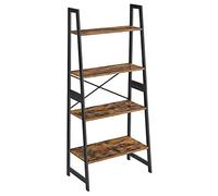 VASAGLE Libreria, Libreria Scaffale a Scala, Scaffale Portaoggetti a 4 ripiani, Struttura in Bambù, Montaggio Facile, Soggiorno Salotto Camera da Letto Cucina, Marrone Vintage e Nero BCB020B01V1