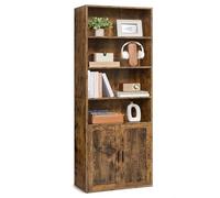 VASAGLE Libreria, Libreria Scaffale Verticale a 6 Ripiani, con Ante, 24 x 60 x 175 cm, per Soggiorno Studio Ufficio Sala da Pranzo, Marrone Vintage LBC402K01
