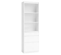 VASAGLE Libreria, Mobile Alto, 3 Cassetti di Diverse Dimensioni, Ripiani Regolabili, Alto 180 cm, per Soggiorno Camera da Letto Studio, Moderno, Salvaspazio, Bianco Neve LBC188W01