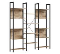 VASAGLE Libreria, Scaffalatura 14 Ripiani, Struttura in Metallo, Stile Industriale, per Soggiorno, Studio, Ufficio, 24 x 158 x 166 cm, Marrone Camel e Nero Inchiostro/Rustico e Nero/Ebano e