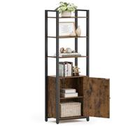 VASAGLE Libreria Scaffale a 6 Ripiani, Libreria Verticale con Anta, Struttura in Metallo, Ripiani Regolabili, 24 x 40 x 159,5 cm, Salotto Camera da Letto, Marrone Vintage e Nero Inchiostro LLS132K01