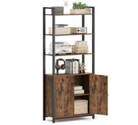 VASAGLE Libreria Scaffale a 6 Ripiani, Libreria Verticale con Anta, Struttura in Metallo, Ripiani Regolabili, 24 x 60 x 159,5 cm, Salotto Camera da Letto, Marrone Vintage e Nero Inchiostro LLS133K01