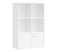 VASAGLE Libreria, Scaffale Libreria a 3 Ripiani, Scaffale Portaoggetti, 29 x 65,8 x 97,8 cm, 2 Scomparti con Ante, per Soggiorno Studio Sala da Pranzo, Bianco Nuvola LBC506WB01