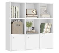 VASAGLE Libreria, Scaffale Libreria a 3 Ripiani, Scaffale Portaoggetti, 29 x 97,5 x 97,5 cm, 3 Scomparti con Ante, per Soggiorno Studio Sala da Pranzo, Bianco Nuvola LBC33WT