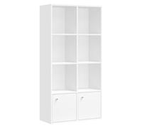 VASAGLE Libreria, Scaffale Libreria a 4 Ripiani, Scaffale Portaoggetti, 29 x 65,8 x 130 cm, 2 Scomparti con Ante, per Soggiorno Studio Sala da Pranzo, Bianco Nuvola LBC508WB01