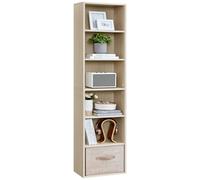 VASAGLE Libreria, Scaffale Libreria a 6 Ripiani, Scaffale Portaoggetti Aperto, 24 x 40 x 178,5 cm, per Soggiorno Studio Sala da Pranzo, Beige Naturale LBC167L01