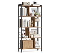 VASAGLE Libreria, Scaffale Portaoggetti a 5 Ripiani, Organizzatore per Studio Ufficio, con Scomparti Aperti per Soggiorno, in Stile Industriale, Marrone Vintage e Nero Inchiostro LBC12BX