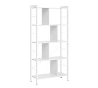 VASAGLE Libreria, Scaffale Portaoggetti a 5 Ripiani, Organizzatore per Studio Ufficio, con Scomparti Aperti per Soggiorno, in Stile Industriale, Bianco Acero e Bianco Nuvola LBC012W44