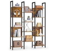 VASAGLE Libreria, Scaffale Portaoggetti, con 14 Ripiani, Struttura in Metallo, Soggiorno Studio Ufficio, Stile Industriale, 24 x 128 x 166 cm, Marrone Vintage e Nero Inchiostro LLS157K01