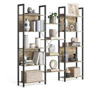 VASAGLE Libreria, Scaffale Portaoggetti, con 14 Ripiani, Struttura in Metallo, Soggiorno Studio Ufficio, Stile Industriale, 24 x 158 x 166 cm, Marrone Turchese e Nero Inchiostro LLS107B60