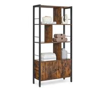 VASAGLE Libreria, Scaffale Portaoggetti, Scaffale Grande a 4 Ripiani, Mobile per Salotto Studio Ufficio Cucina, Struttura in Acciaio, Stile Industriale, Marrone Vintage e Nero Inchiostro LBC022B01