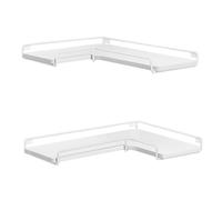 VASAGLE Librerie Angolari a Forma di L, Set di 2, Mensole Angolari da Muro, Scaffale Galleggiante, Stile Industriale, per Soggiorno, Camera da Letto, Cucina, Bianco Nuvola LLS831W14