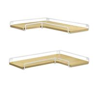 VASAGLE Librerie Angolari a Forma di L, Set di 2, Mensole Angolari da Muro, Scaffale Galleggiante, Stile Industriale, per Soggiorno, Camera da Letto, Cucina, Rovere Naturale e Bianco Nuvola LLS831Y70