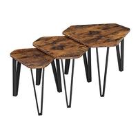 VASAGLE LNT14BX - Set di 3 divani impilabili, resistenti, montaggio semplice, struttura in acciaio, stile industriale, marrone rustico e nero