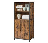 VASAGLE LSC66BX - Armadietto portaoggetti per credenza, libreria, 2 scomparti aperti, ripiani regolabili, telaio in acciaio, per soggiorno, cucina, ufficio, marrone rustico e nero