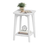 VASAGLE MAEZO Collection ULET236W01 - Tavolino quadrato a 2 ripiani, comodino con gambe affusolate, transizioni curve, per piccoli spazi, soggiorno, camera da letto, bianco nuvola