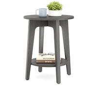 VASAGLE MAEZO Collection ULET283T68 - Tavolino rotondo a 2 ripiani, comodino con gambe affusolate, transizioni curve, per piccoli spazi, soggiorno, camera da letto, grigio fumo