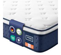 VASAGLE Materasso Singolo 80 x 190 x 25 cm Ibrido, Molle Insacchettate e Memory Foam con Gel, Medio Morbido, 7 Zone, Bordo Rinforzato, Isolamento dal Movimento, Traspirante, Blu RMZ202QZ02