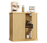 VASAGLE MAXE Collezione - Credenza, Mobile Console, Madia con Ripiani Regolabili, Ante Scanellate, Stile Transizionale, Dispensa Cucina Sala da Pranzo, Beige Rovere BBK344Y01