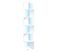 VASAGLE Mensola Angolare da Parete con Luci LED RGB, Libreria Galleggiante a 5 Ripiani, per Piante, Camera da Letto, Soggiorno, Bagno, Ufficio, Pulsante e Telecomando, Bianco Nuvola LBC630W01