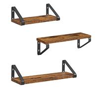 VASAGLE Mensole da Muro, Mensole da Parete, Set di 3, 2 Modalità di Montaggio, 30/35/40 cm, per Soggiorno Cucina Studio Bagno, Marrone Vintage e Nero Opaco LWS33BX