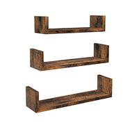 VASAGLE Mensole Da Parete A Forma Di U, Set Di 3, Stile Vintage, Scaffali Galleggianti Per Decorazioni Da Muro, In Soggiorno, Camera Da Letto, Ufficio, Marrone, 10 x 40 x 9 cm