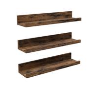 VASAGLE - Mensole da Parete, Set da 3, Mensole Sospese, Lunghezza 38 cm, con Bordi Rialzati, per Cornici, Decorazioni, Spezie, per Cucina, Soggiorno, Marrone Rustico