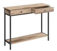VASAGLE Mesa de Consola, Mesa de Sofá con 2 Cajones, Marco de Acero, Estable, para Pasillo, Dormitorio, Salón, Estilo Industrial, Marrón Camello y Negro Tinta LNT015W01