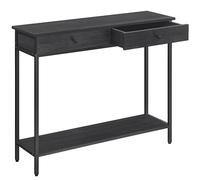 VASAGLE Mesa de Consola, Mesa de Sofá con 2 Cajones, Marco de Acero, Estable, para Pasillo, Dormitorio, Salón, Estilo Industrial, Gris Carbón y Negro Tinta LNT015B07