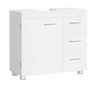 VASAGLE Mobile Bagno con Specchio, Armadio da Bagno, 3 Cassetti, 2 Scomparti dietro l'Anta, Adatto per Lavelli a Colonna, con Piedini, 30 x 70 x 64 cm, Bianco Cloud