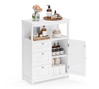 VASAGLE Mobile da Bagno, 3 Cassetti, Ripiani Regolabili, 60 x 30 x 80 cm | Armadio da Bagno, Armadietto Autoportante, Bianco Nuvola, Collezione SIREN BBC542P31