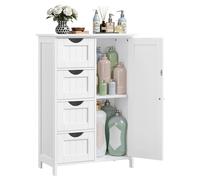 VASAGLE Mobile da Bagno, Armadietto Autoportante, Mobiletto in Legno con 4 Casse