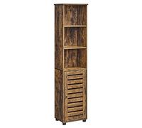 VASAGLE Mobile da Bagno, Armadio Alto per Bagno, Organizzatore Portaoggetti, con 3 Scomparti Aperti e 2 Ripiani Regolabili, Soggiorno, Entrata, Marrone Vintage BBK160X01