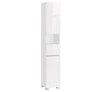 VASAGLE Mobile da Bagno, Armadio da Bagno, Mobiletto Portaoggetti per Bagno, con Cassetto, Ripiano, Scomparti, Ripiani Regolabili, 30 x 30 x 170 cm, Bianco/Grigio Mistico/Nero Inchiostro