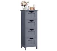 VASAGLE Mobile da Bagno, Cassettiera, Armadio Autoportante, con 4 Cassetti, 30 x 30 x 82 cm, per Bagno, Soggiorno, Sala da Pranzo, Cucina, Stile Moderno, Grigio LHC040G01