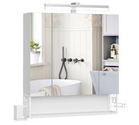 VASAGLE Mobile da Bagno con Illuminazione LED, 16,5 x 70 x 75 cm, Cestino Sospes