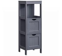VASAGLE Mobile da Bagno, Mobiletto da Bagno con 2 Cassetti, 1 Ripiano Aperto, Mobiletto Salvaspazio per Soggiorno Cucina, Stile Moderno, Grigio Ardesia BBC042G01