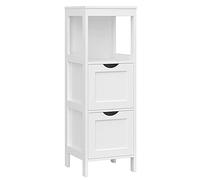 VASAGLE Mobile da Bagno, Mobiletto da Bagno con 2 Cassetti, 1 Ripiano Aperto, Mobiletto Salvaspazio per Soggiorno Cucina, Stile Moderno, Bianco BBC42WT