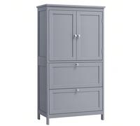 VASAGLE Mobile da Bagno, Mobiletto da Bagno, Credenza da Cucina, Armadietto con 2 Cassetti e 2 Ante, Ripiano Regolabile, 30 x 60 x 110 cm, Bianco/Grigio Tortora [Capiente] Questo mobile da bagno dispo