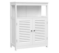 VASAGLE Mobile da Bagno, Mobiletto da Bagno e Cucina, Armadietto con Anta Doppia a Persiana, 30 x 60 x 80 cm, Bianco BBC40WT