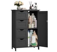 VASAGLE Mobile da Bagno, Mobiletto per Bagno Stretto, Organizzatore, Cassettiera, con 4 Cassetti, Anta, Ripiano Regolabile, 30 x 55 x 82 cm, Nero Inchiostro LHC041B02