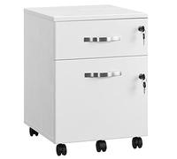 VASAGLE Mobile da Ufficio con 2 Cassetti Bloccabili, Schedario con 5 Ruote, Cassettiera per Cartelle Sospese A4, Formato Lettera, Bianco Nuvola LCD22WV1