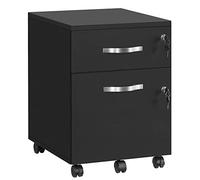 VASAGLE Mobile da Ufficio con 2 Cassetti Bloccabili, Schedario con 5 Ruote, Cassettiera per Cartelle Sospese A4, Formato Lettera, Nero Inchiostro LCD22BV1