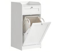 VASAGLE Mobile Portabiancheria per Bagno, Mobiletto Bagno con 1 Cassetto e 1 Cesto Portabiancheria, Sacco Interno Rimovibile con Maniglie, 40 x 40 x 80,2 cm, Bianco Nuvola [MOBILE DA BAGNO E PORTABIAN