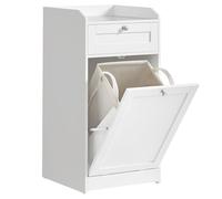 VASAGLE Mobile Portabiancheria per Bagno, Mobiletto Bagno con 1 Cassetto e 1 Cesto Portabiancheria, Sacco Interno Rimovibile con Maniglie, 40 x 40 x 80,2 cm, Bianco Nuvola BBC741W01